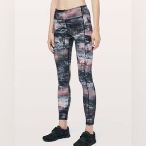 Lululemon leggings size pockets galaxy black blue coral size 4 xs euc